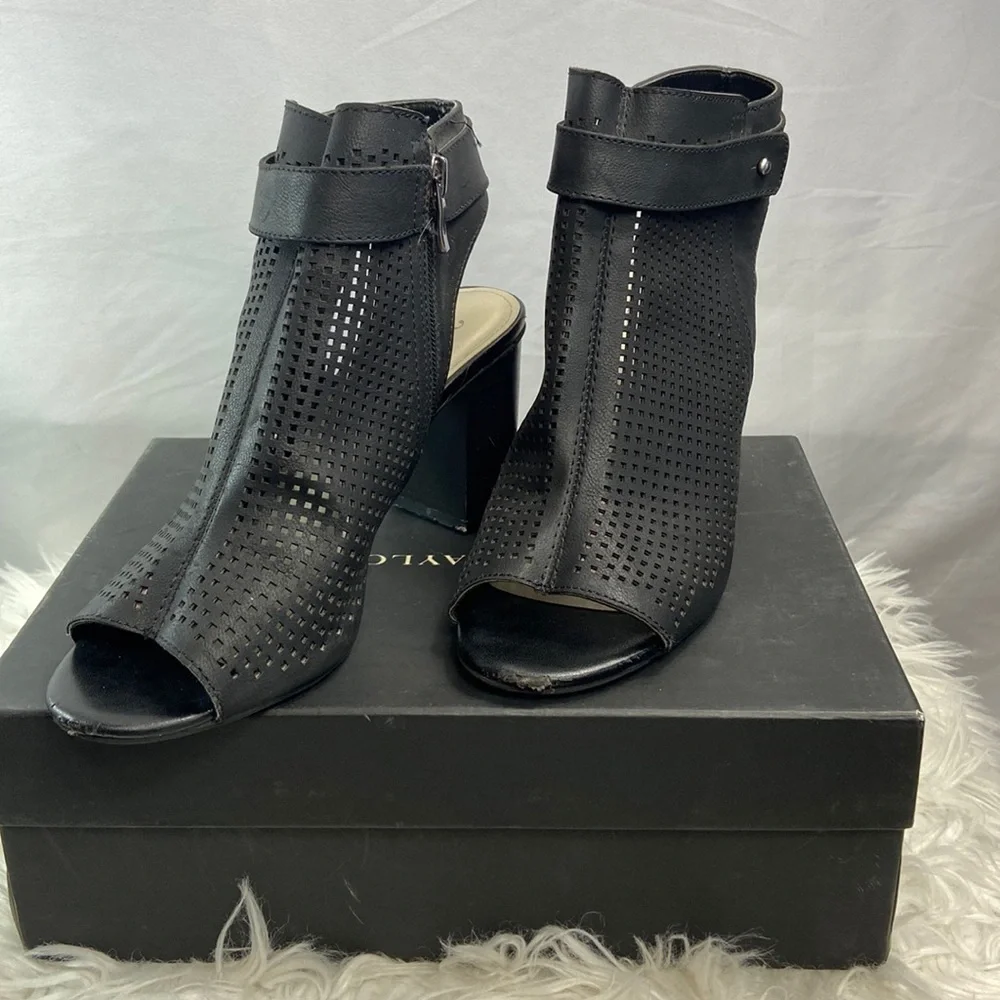 ANA “ANA TROUT” Vegan Leather Peep Toe Punch Out Heel - Picture 2 of 10